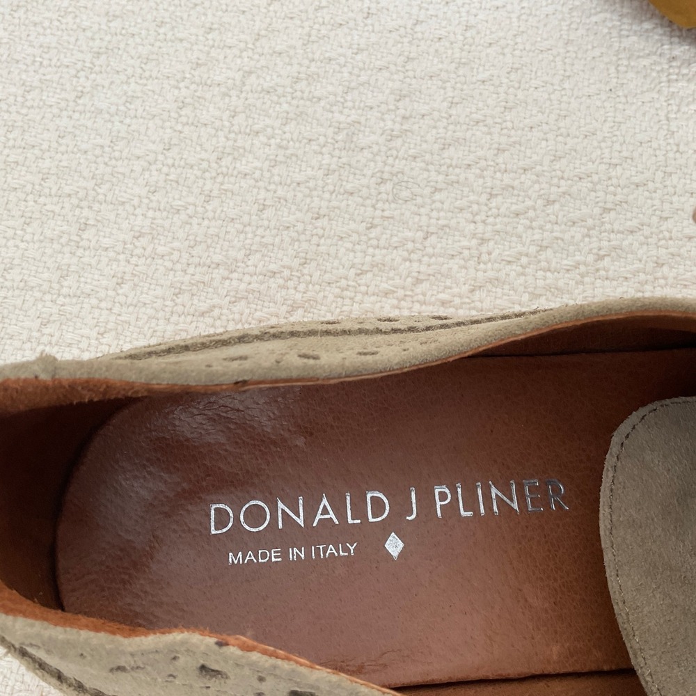 Donald J Pliner Boris Wingtip Oxford Brown Blue Cream Mens 9.5 Italy Pre-Owned - Picture 10 of 10